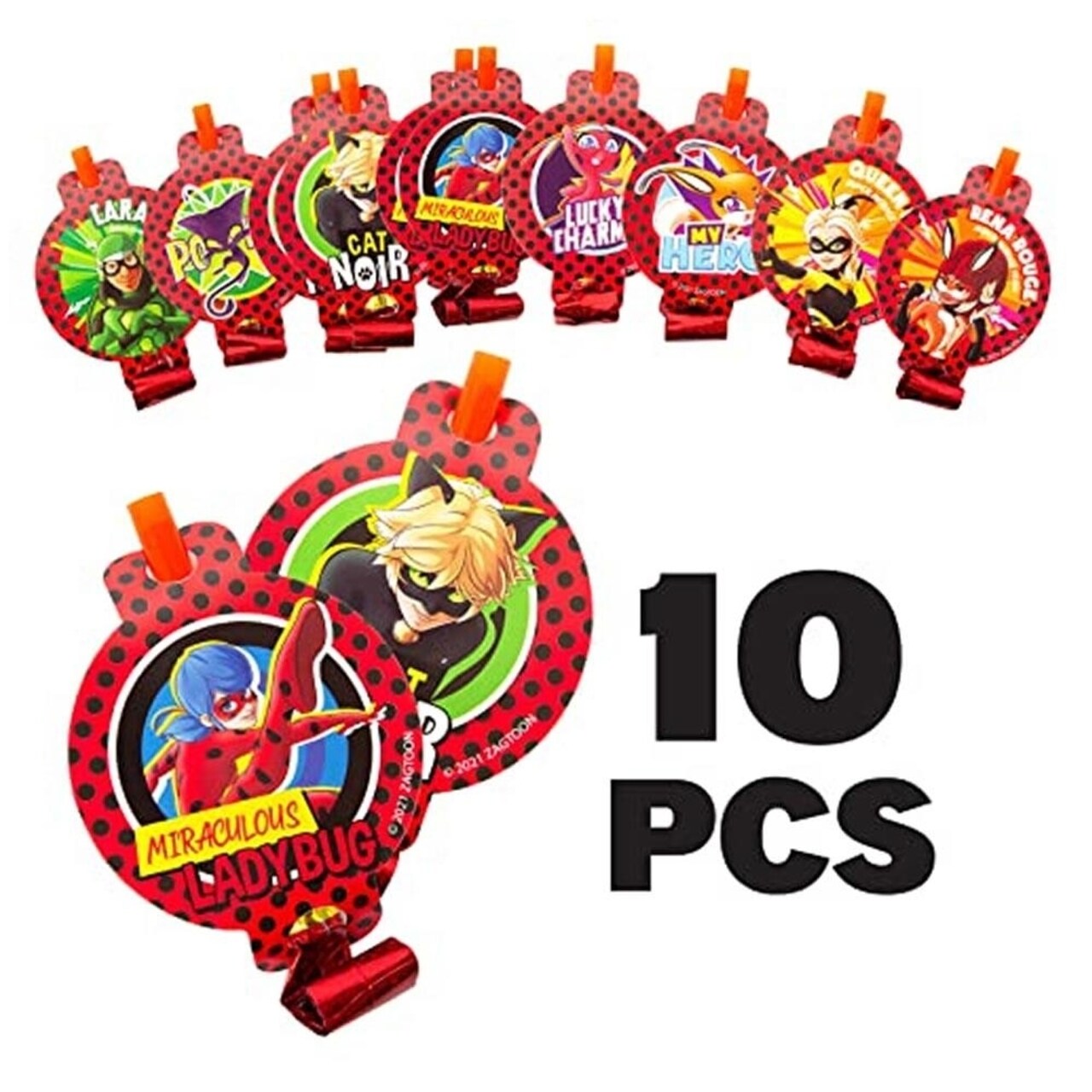 Miraculous Ladybug 8Pc Party Blow Outs Blower Cat Nior Kids Favors Bag Gifts